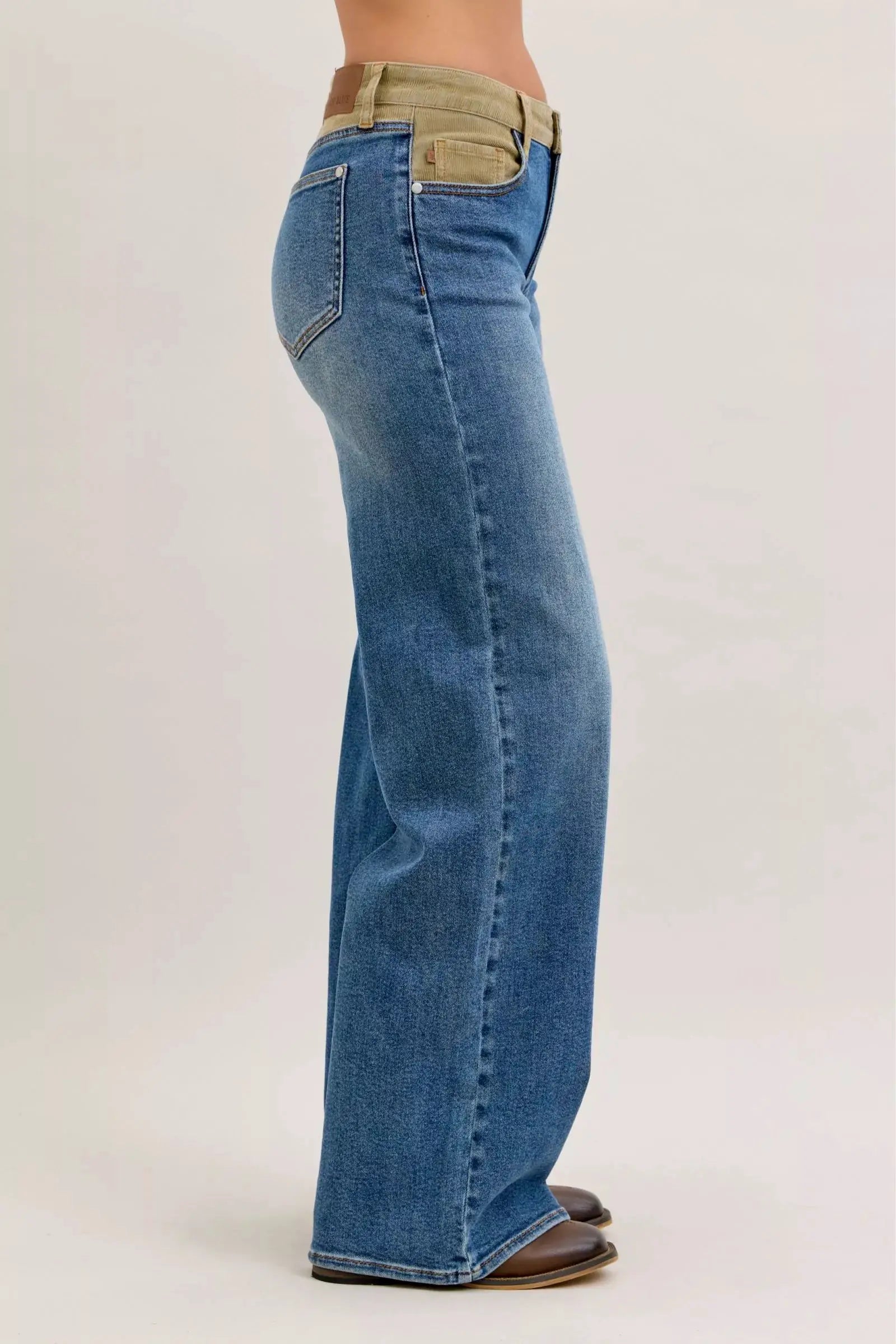 Judy Blue MR Column Straight Jeans with Corduroy Waist - Image 2