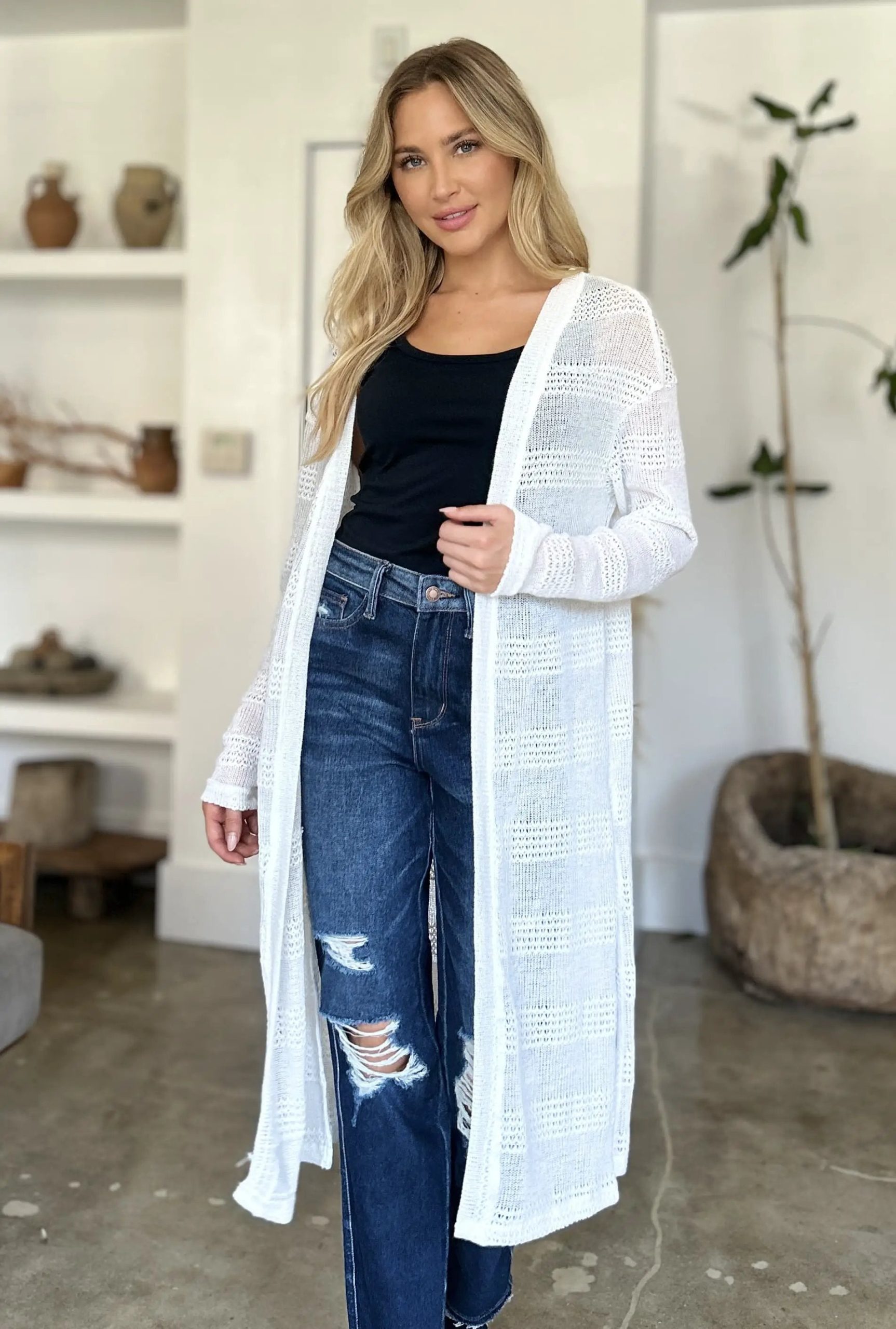Double Take Full Size Open Front Longline Cardigan - Image 17