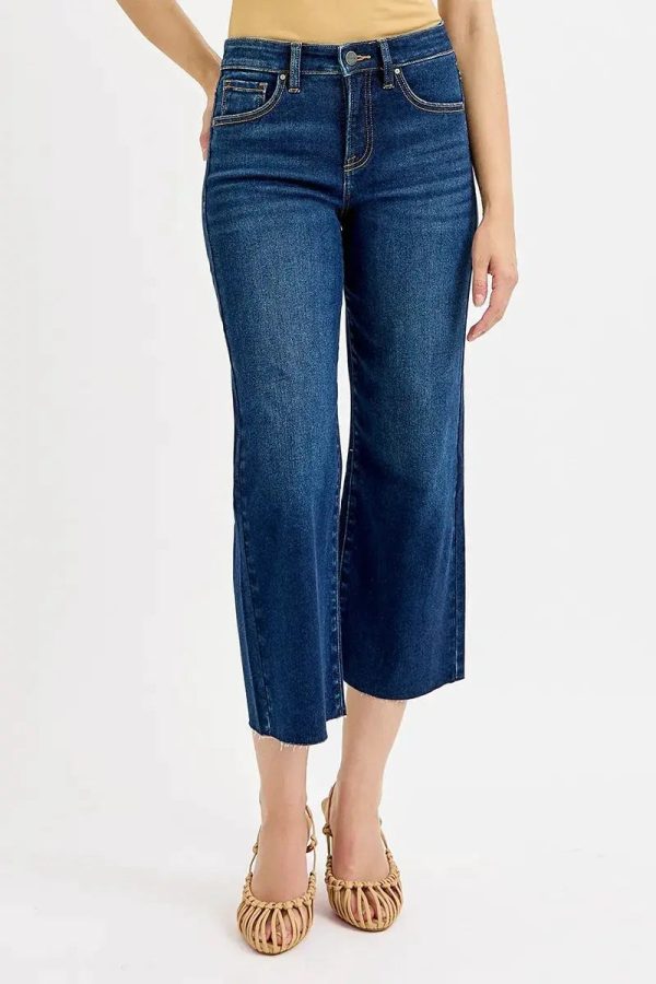 RISEN Full Size Tummy Control High Rise Crop Wide Jeans Plus Size