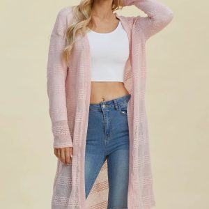 Double Take Full Size Open Front Longline Cardigan - Image 12
