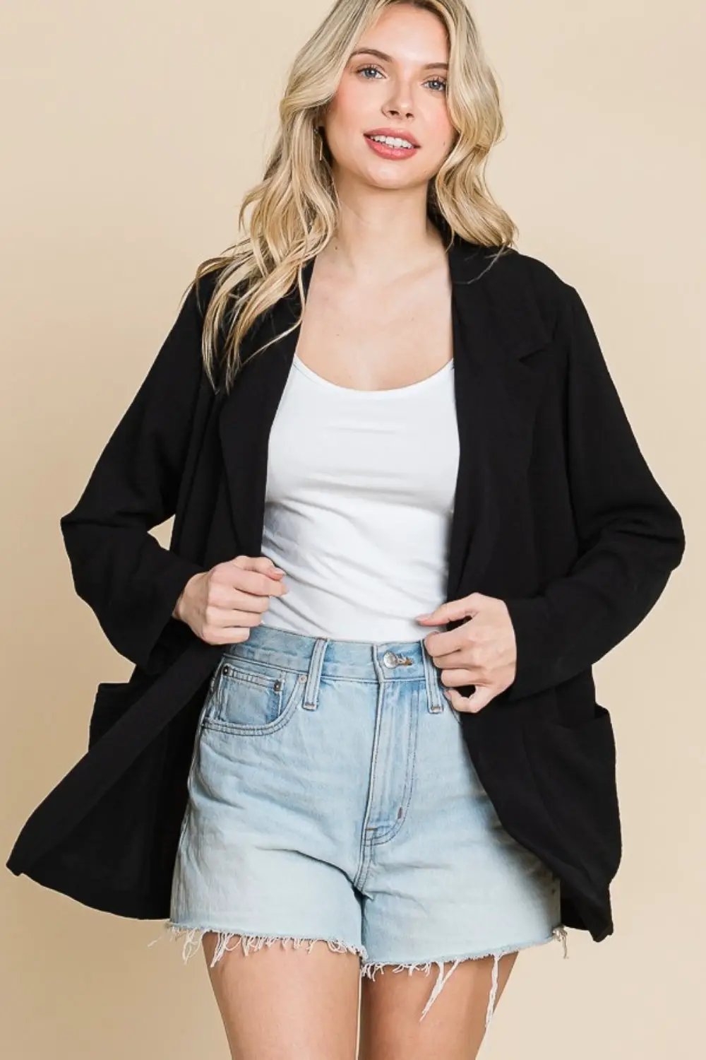 Culture Code One Button Long Sleeve Blazer with Pockets - Image 1