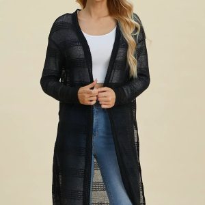 Double Take Full Size Open Front Longline Cardigan - Image 30