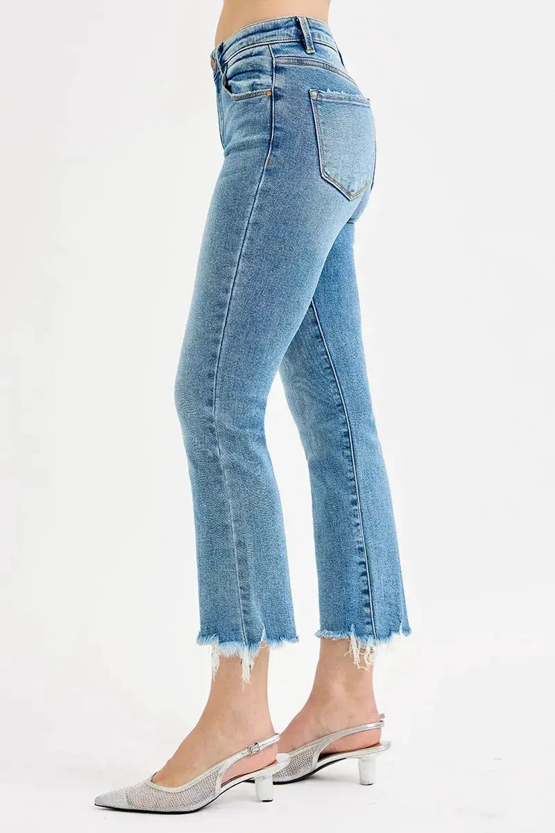 RISEN Full Size High Rise Crop Straight Slim Jeans Plus Size - Image 4