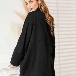 HEYSON Full Size Open Front Cardigan with Scarf Design - Image 7