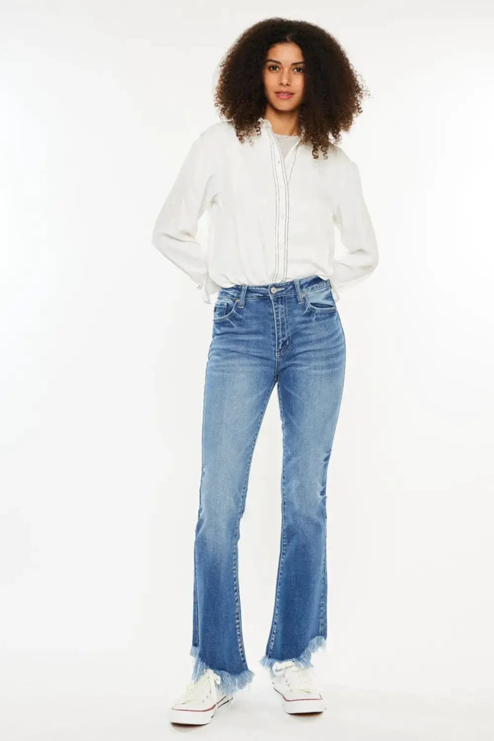 Kancan High Rise Frayed Hem Jeans - Image 1