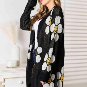 Double Take Floral Button Down Longline Cardigan - Image 4
