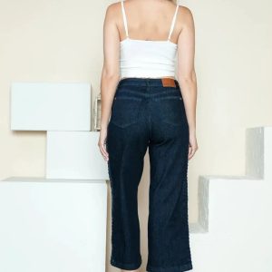 Judy Blue Full Size Side Seam Braid Detail Crop Wide Leg Jeans - Image 17