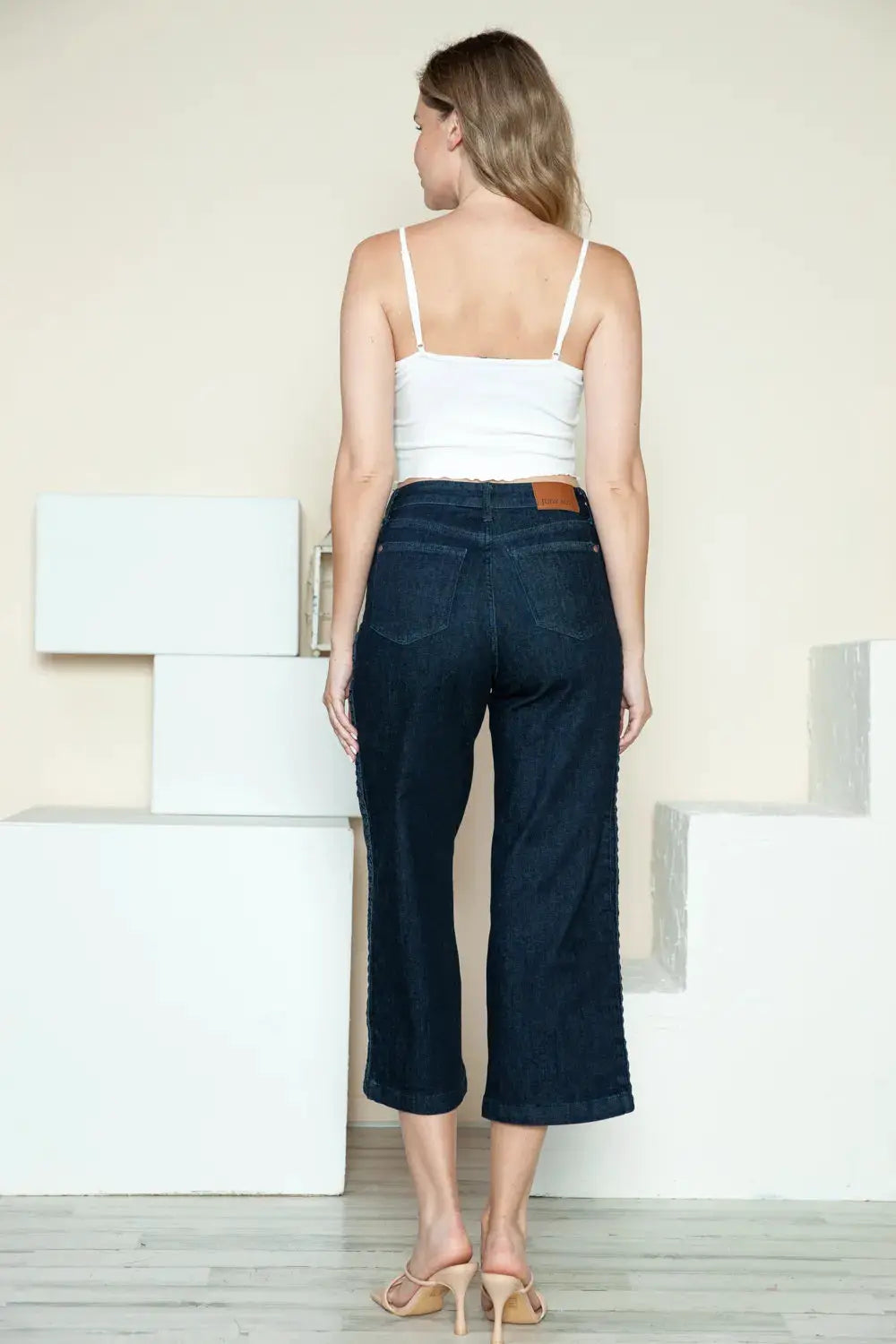 Judy Blue Full Size Side Seam Braid Detail Crop Wide Leg Jeans - Image 17