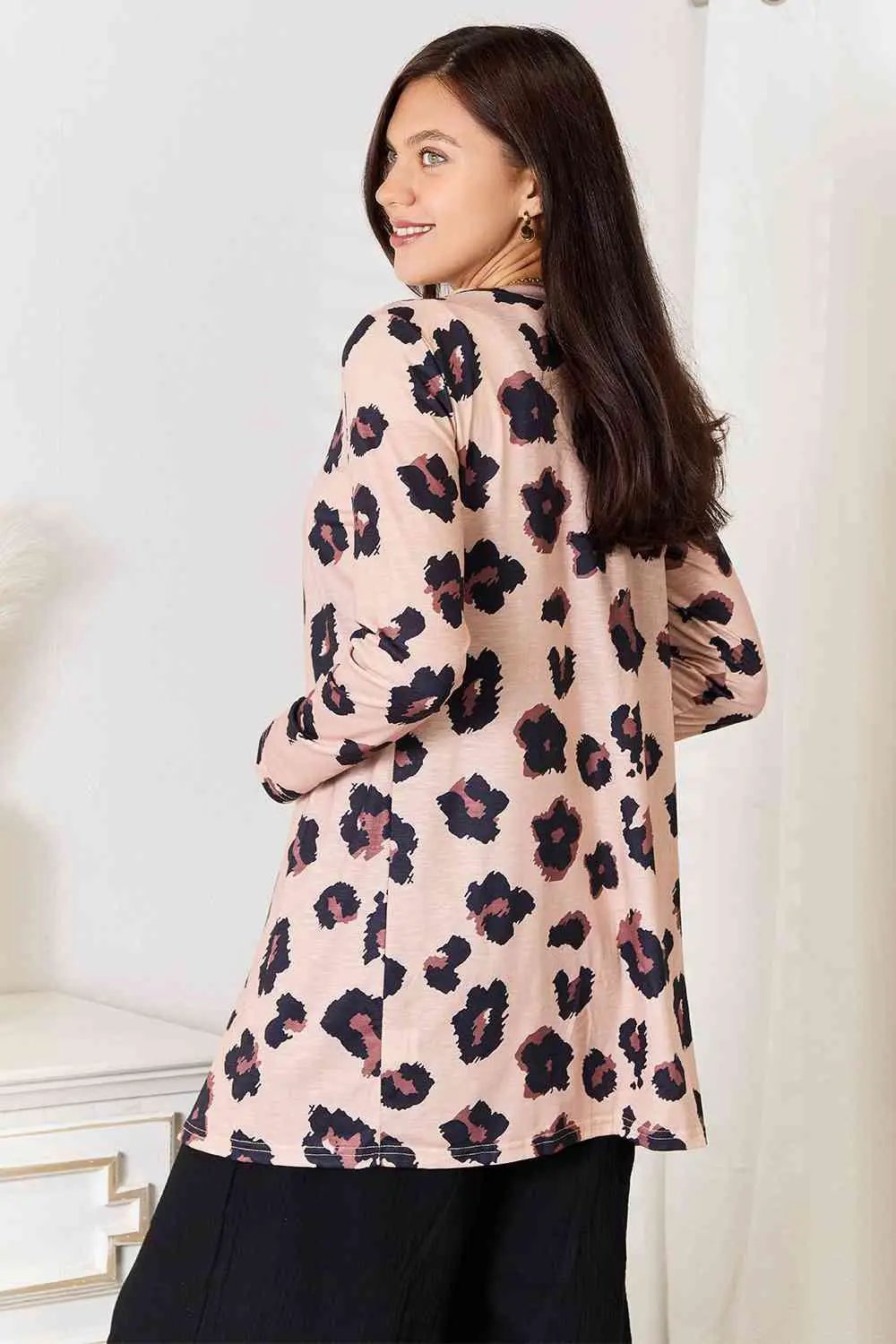 Double Take Printed Button Front Longline Cardigan - Image 2