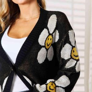 Double Take Floral Button Down Longline Cardigan - Image 5