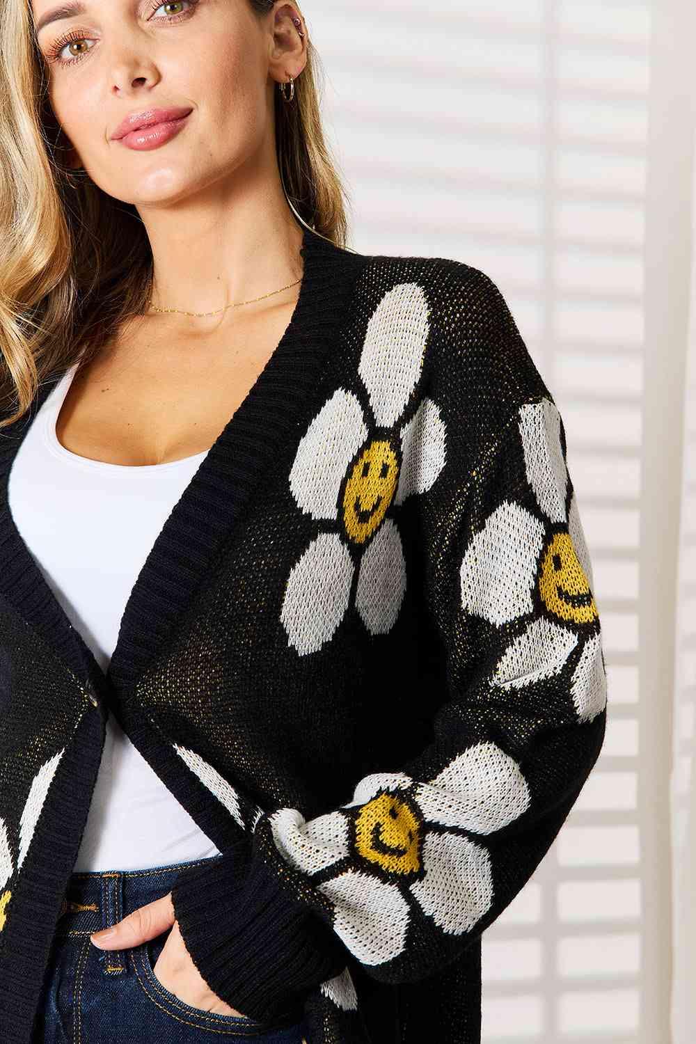 Double Take Floral Button Down Longline Cardigan - Image 5