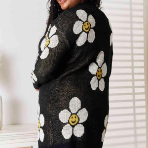 Double Take Floral Button Down Longline Cardigan - Image 9