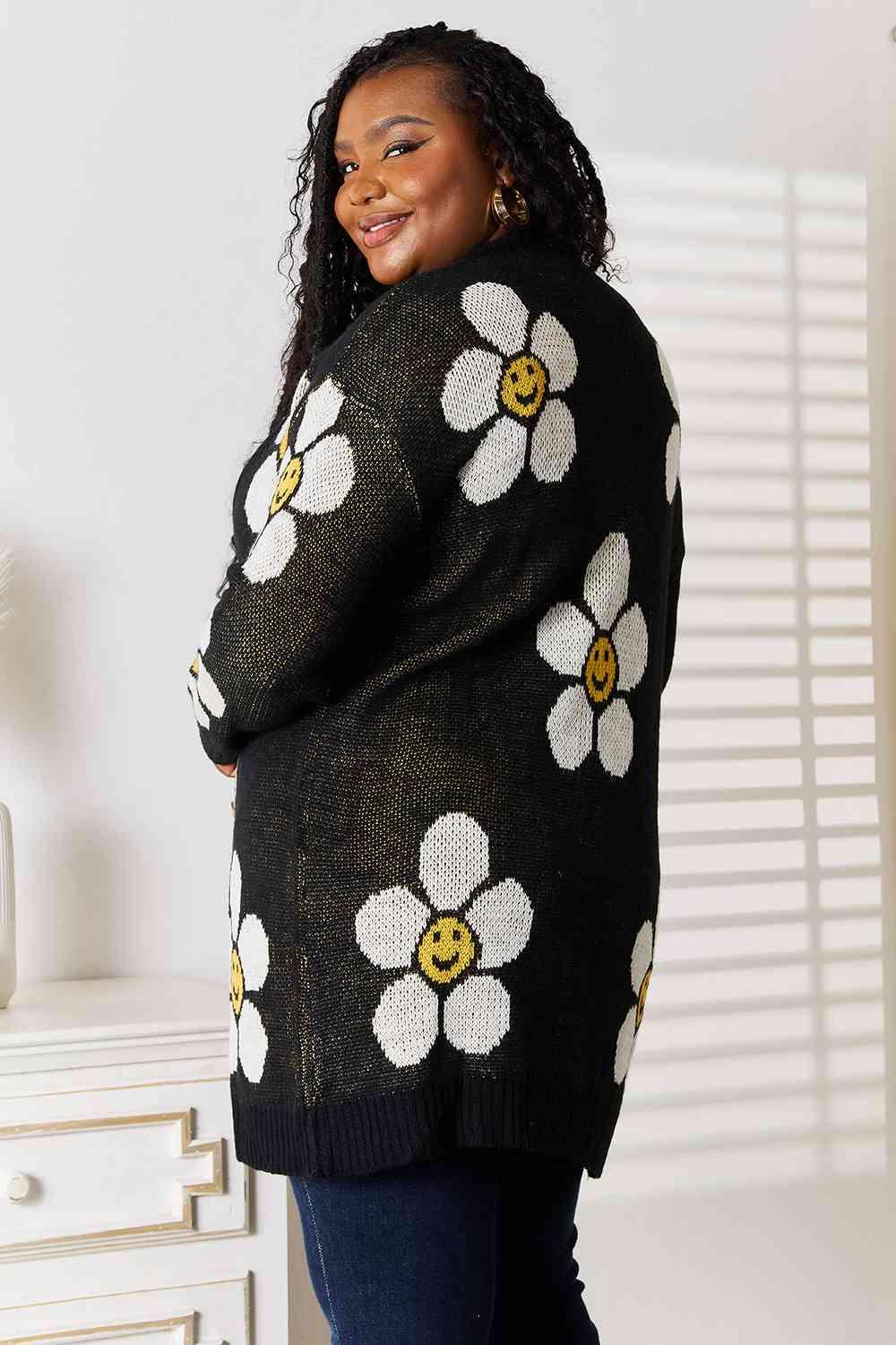 Double Take Floral Button Down Longline Cardigan - Image 9