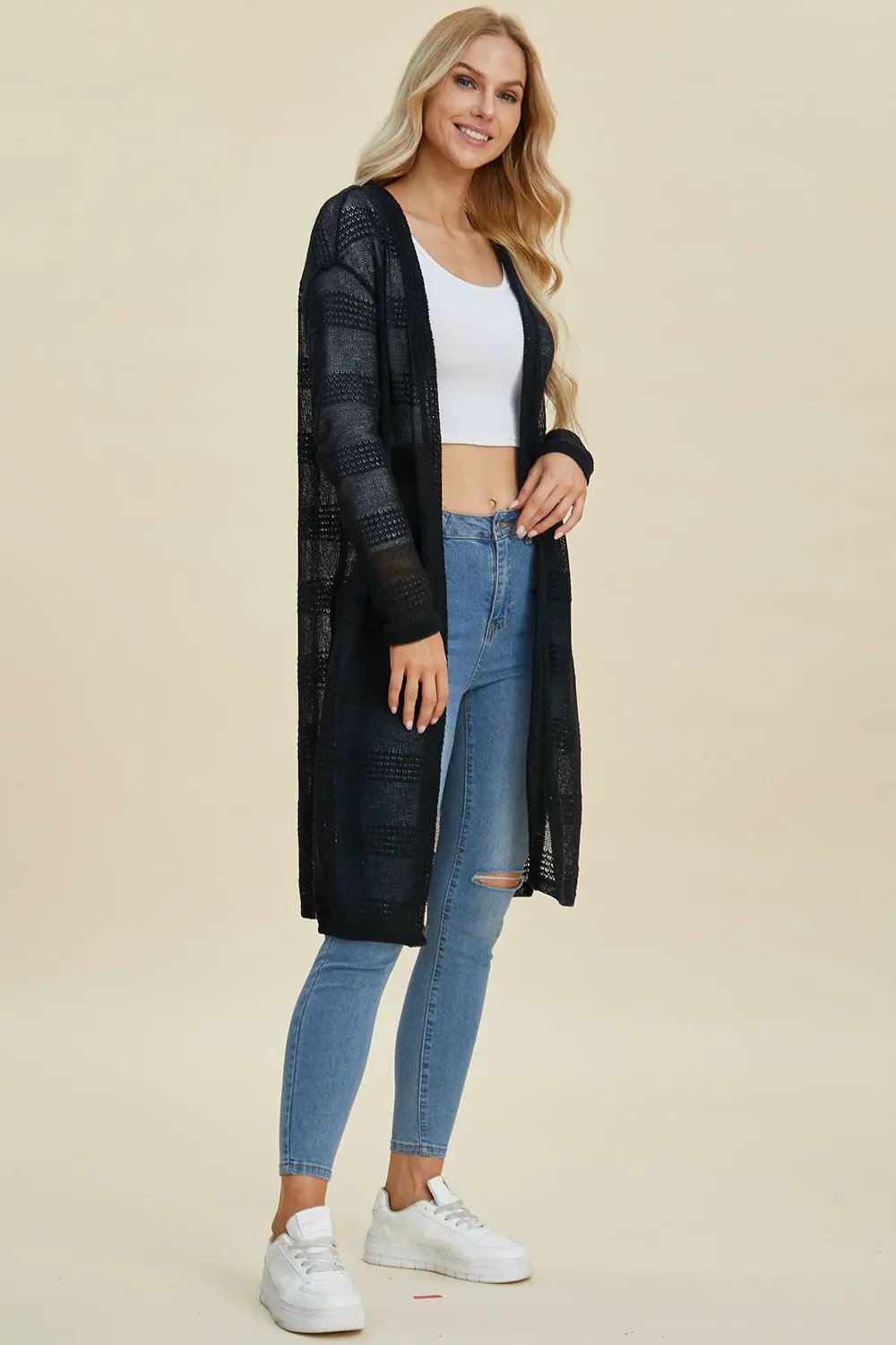 Double Take Full Size Open Front Longline Cardigan - Image 32