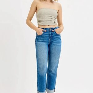 RISEN Full Size High Rise Boyfriend Fit Ankle Jeans Plus SIze - Image 6