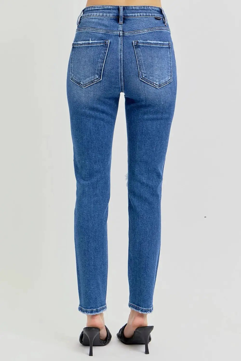 RISEN Full Size High Rise Ankle Skinny Knee Distressed Jeans - Image 2