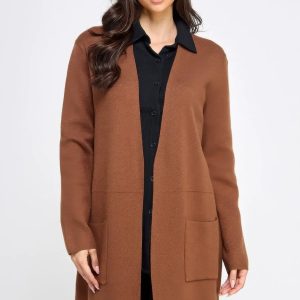 Basic Soft Long Line Open Front Sweater Cardigan - Image 1