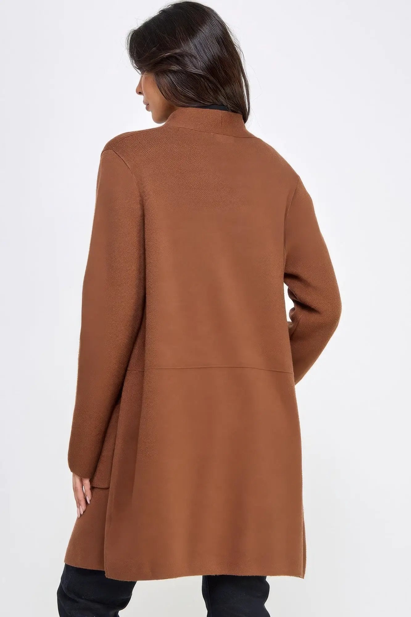 Basic Soft Long Line Open Front Sweater Cardigan - Image 4