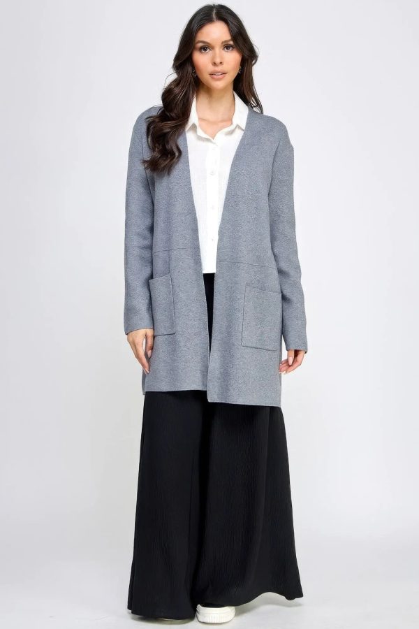 Basic Soft Long Line Open Front Sweater Cardigan