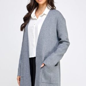 Basic Soft Long Line Open Front Sweater Cardigan - Image 3