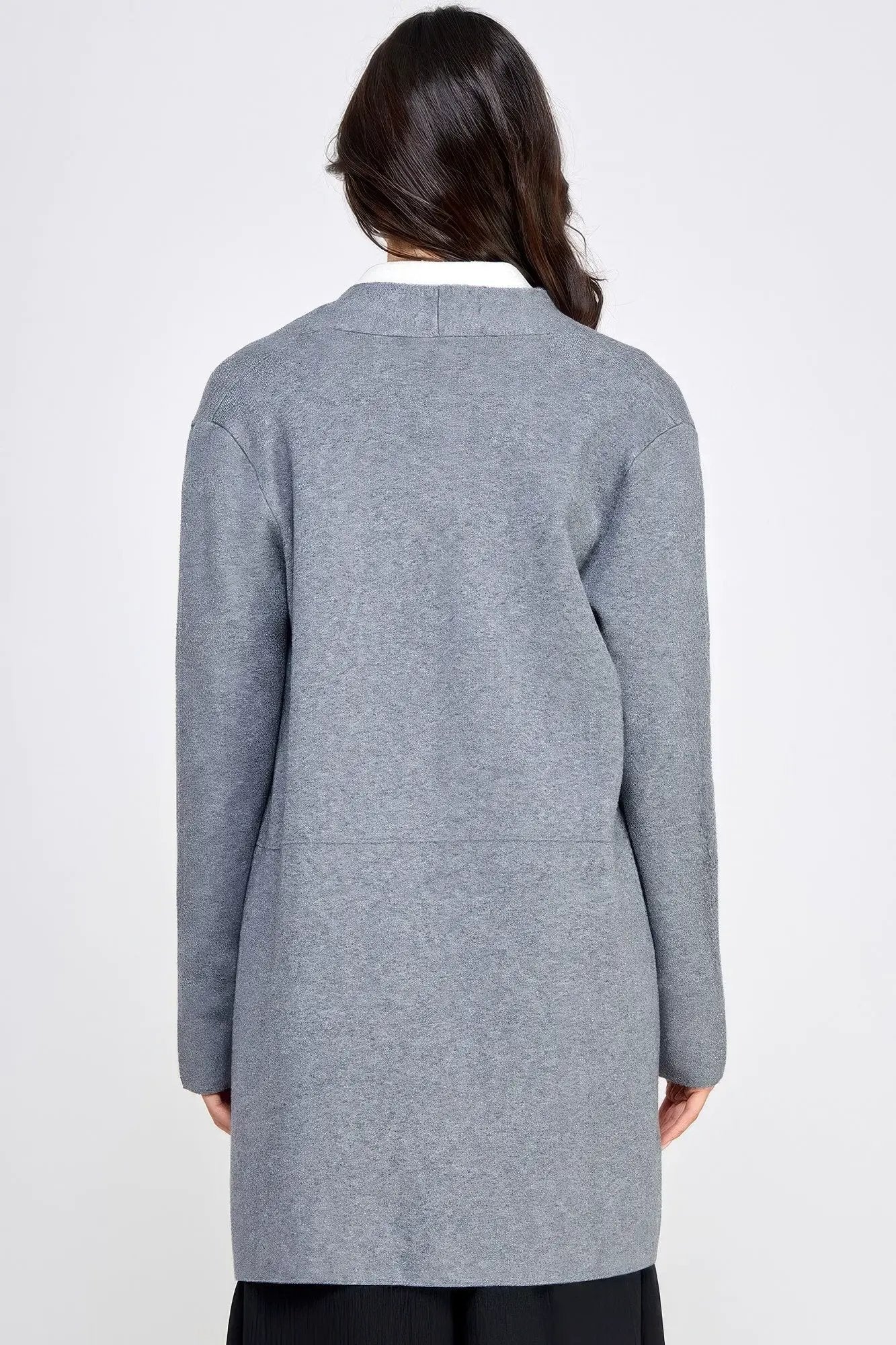 Basic Soft Long Line Open Front Sweater Cardigan - Image 4