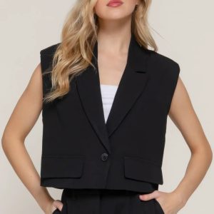 Lapel Collar W/shoulder Pads Vest - Image 1