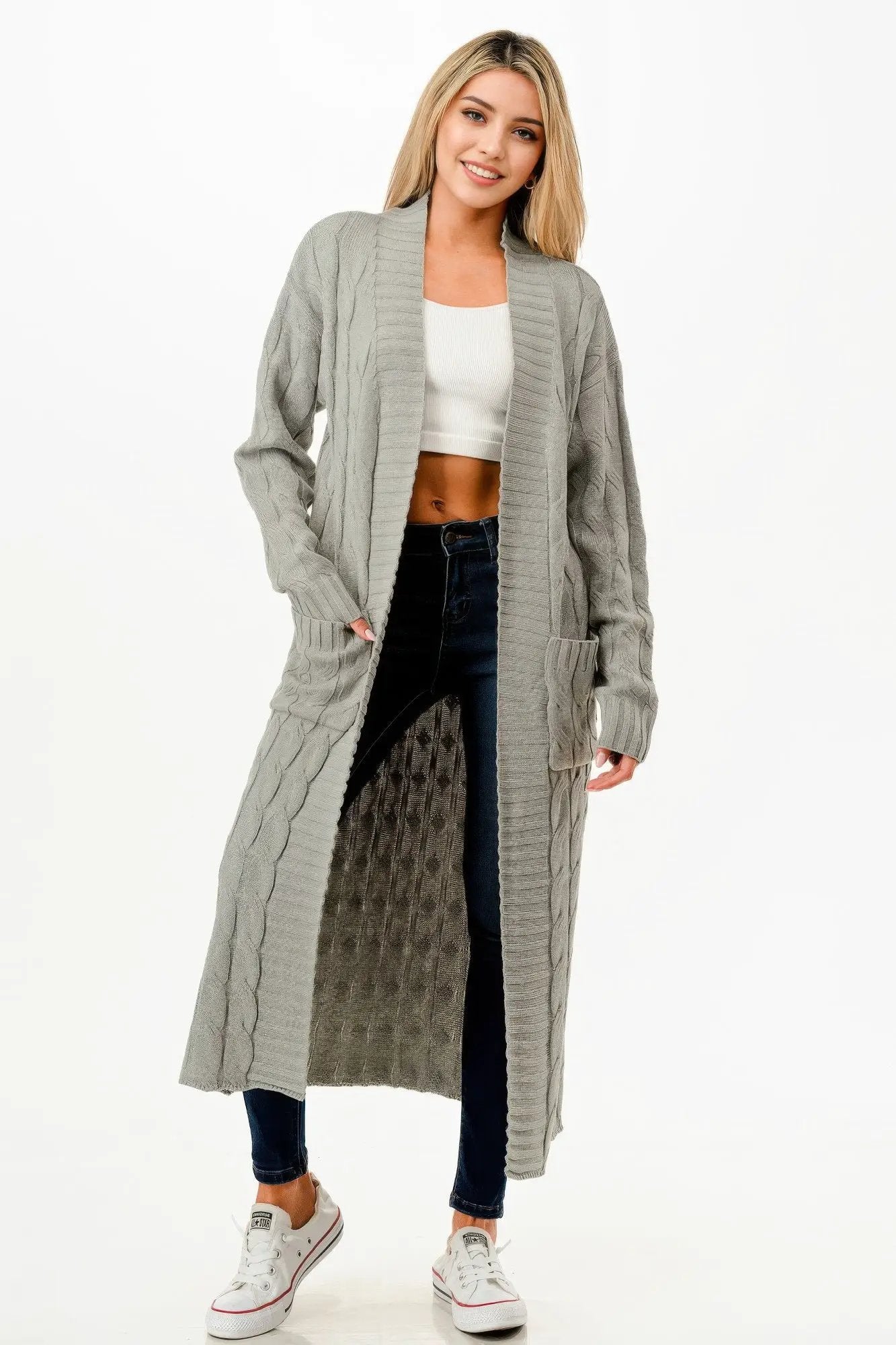 Cable Sweater Long Cardigan - Image 1