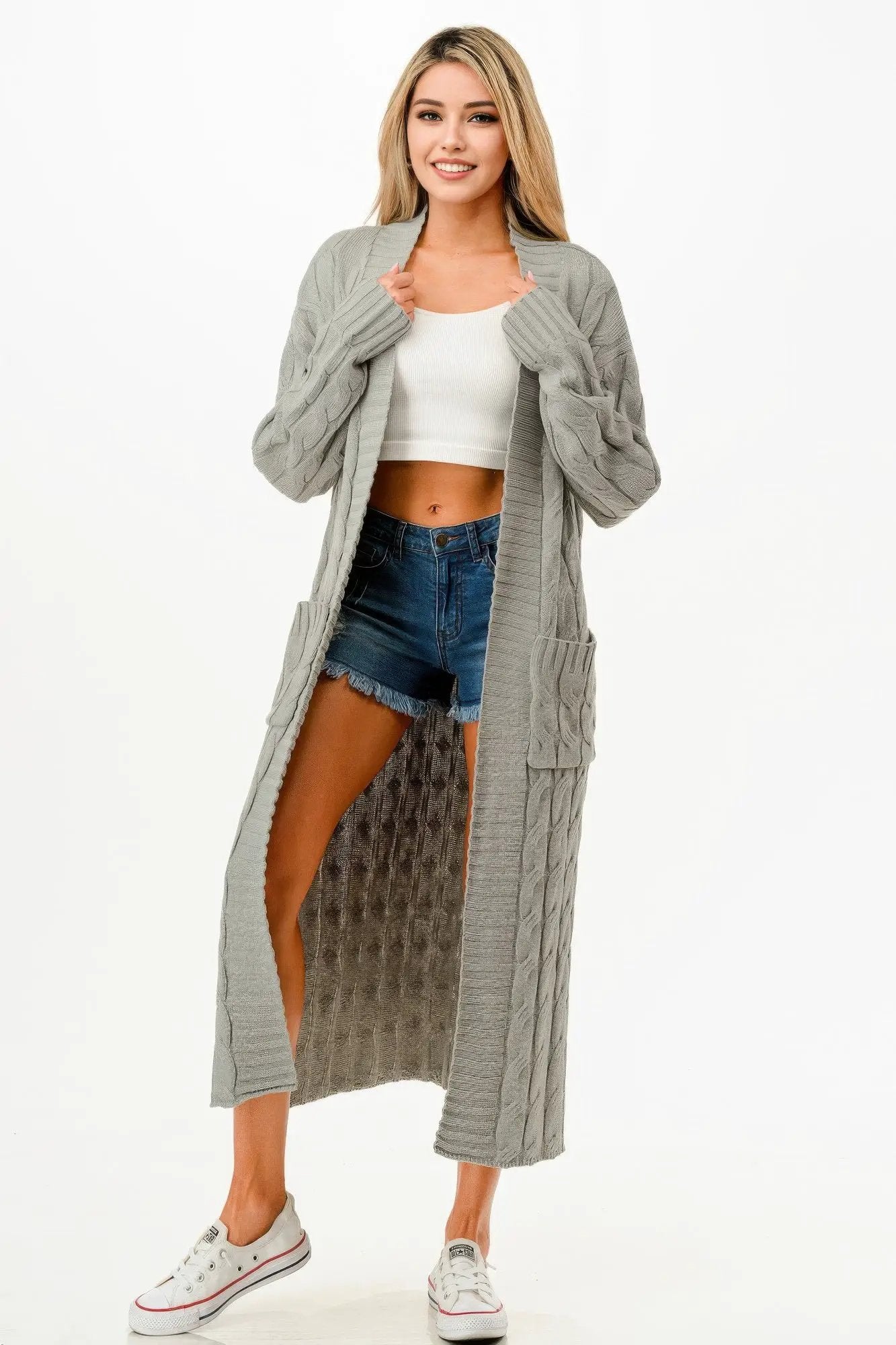Cable Sweater Long Cardigan - Image 2