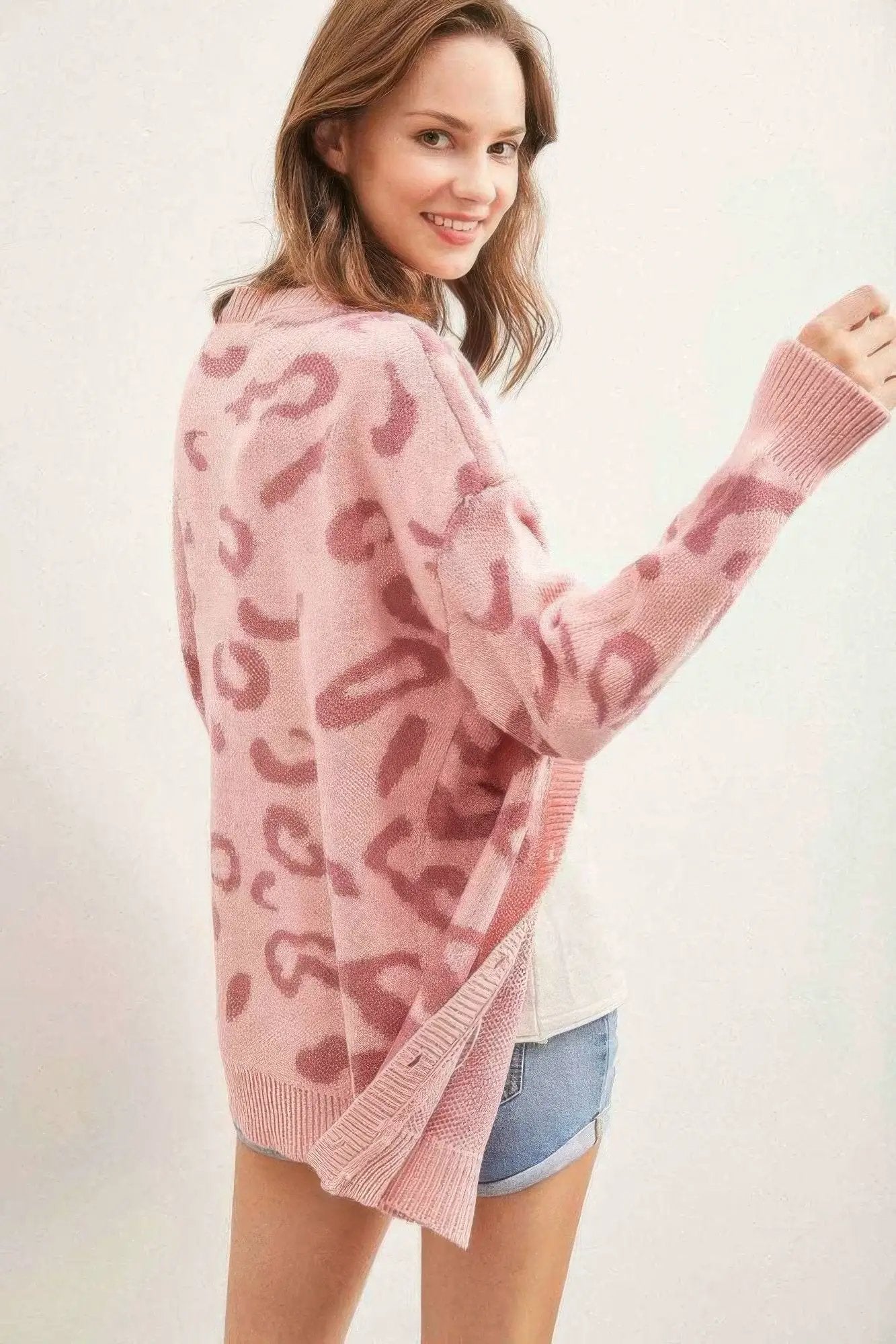 Leopard Button Down Cardigan - Image 3
