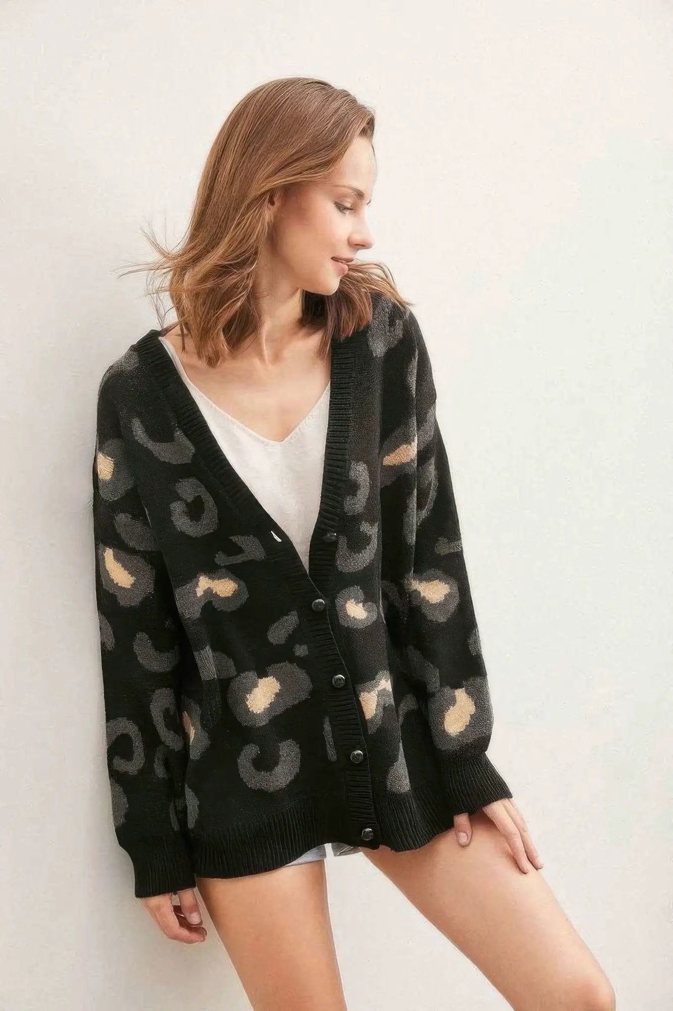 Leopard Button Down Cardigan - Image 1