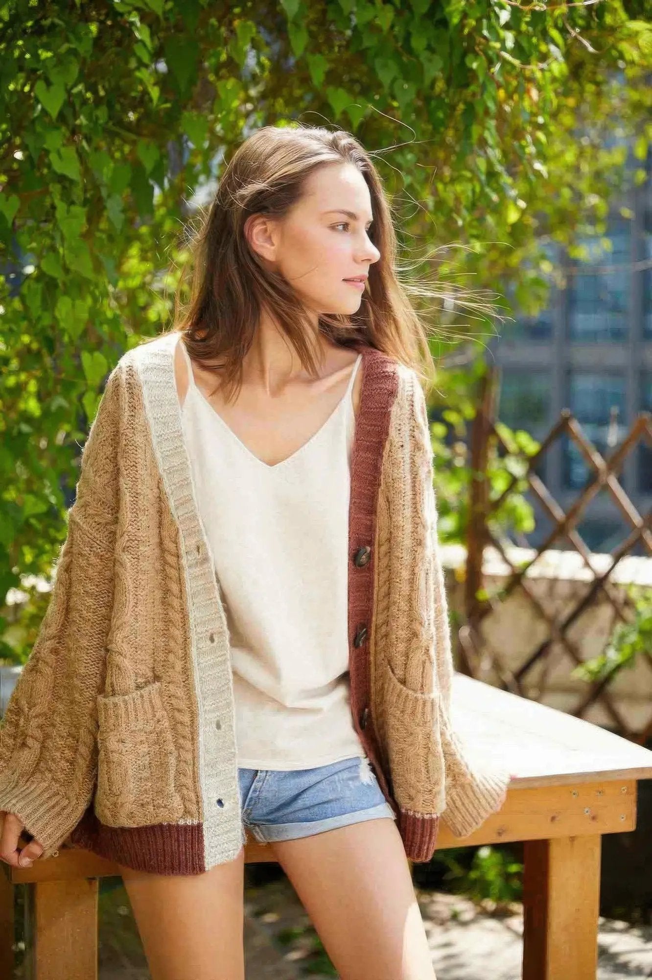 Knit Color Block Cardigan - Image 2