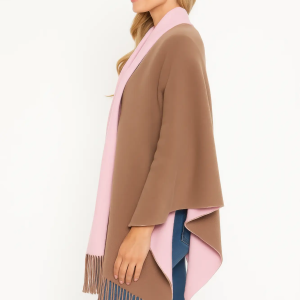 Colorblock Fringe-trimmed Open Wrap - Image 2