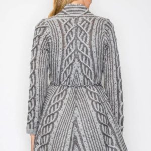 Open Wool Cardigan With Belt String & Front Pocket - Image 8