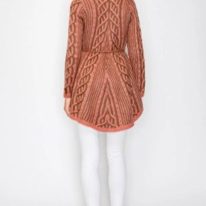 Open Wool Cardigan With Belt String & Front Pocket - Image 5