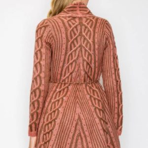 Open Wool Cardigan With Belt String & Front Pocket - Image 6