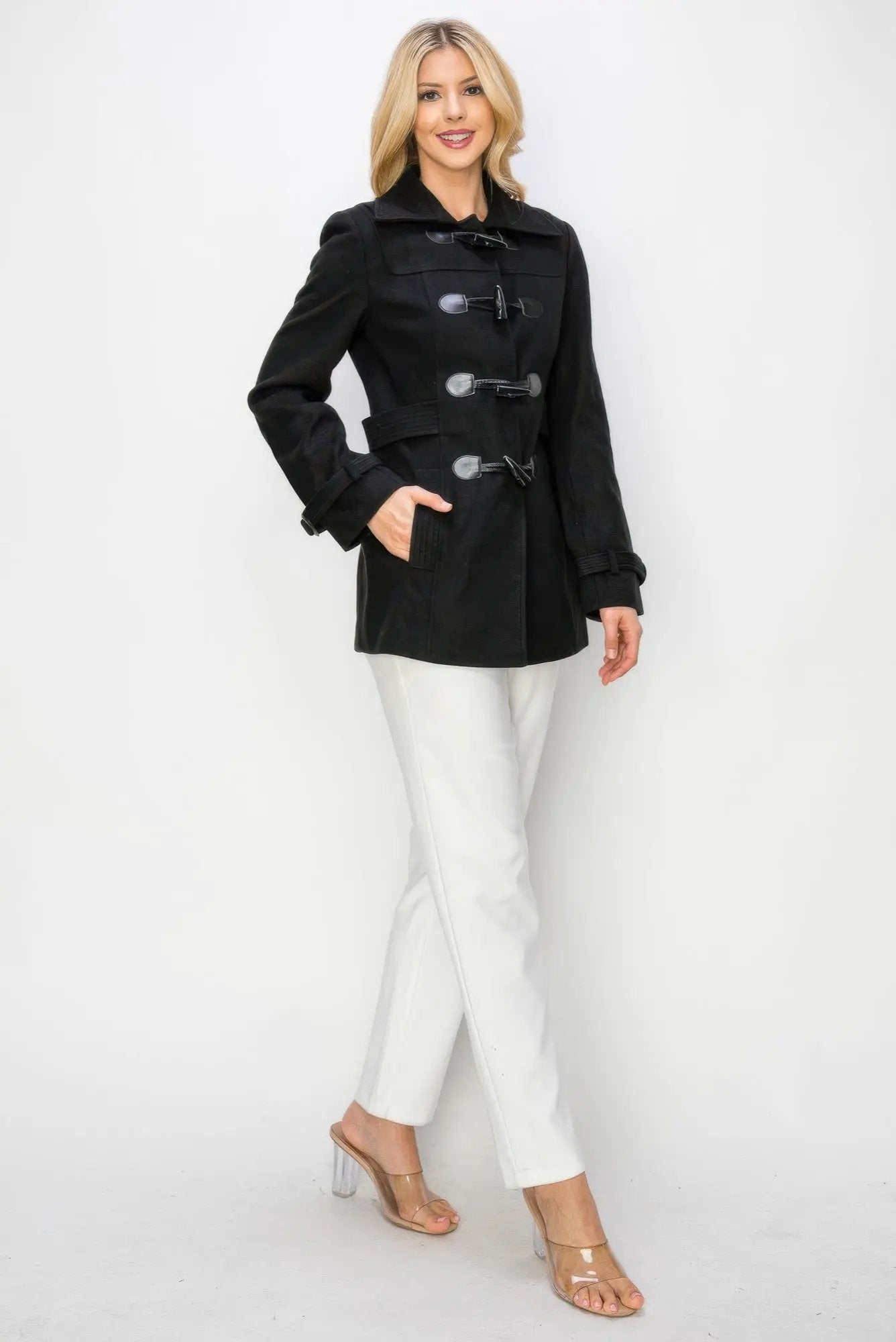 Wool Toggle Button Peacoat With Pockets - Image 2
