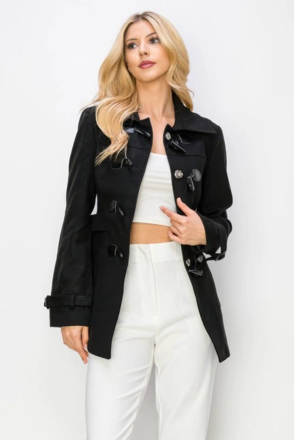 Wool Toggle Button Peacoat With Pockets
