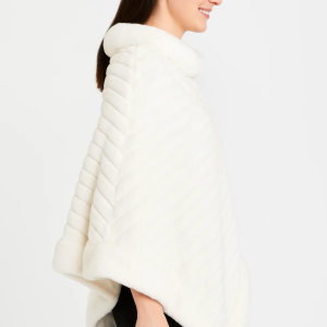Elegant Faux Fur Winter White Poncho - Image 2