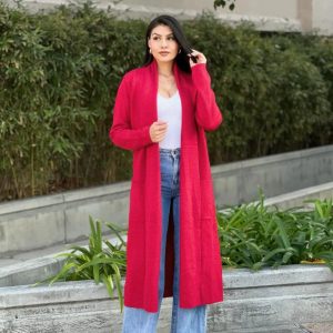 Clover Fine Knit Midi Cardi Cardigan With Pockets - Image 1