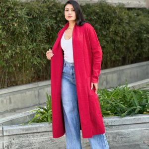 Clover Fine Knit Midi Cardi Cardigan With Pockets - Image 2