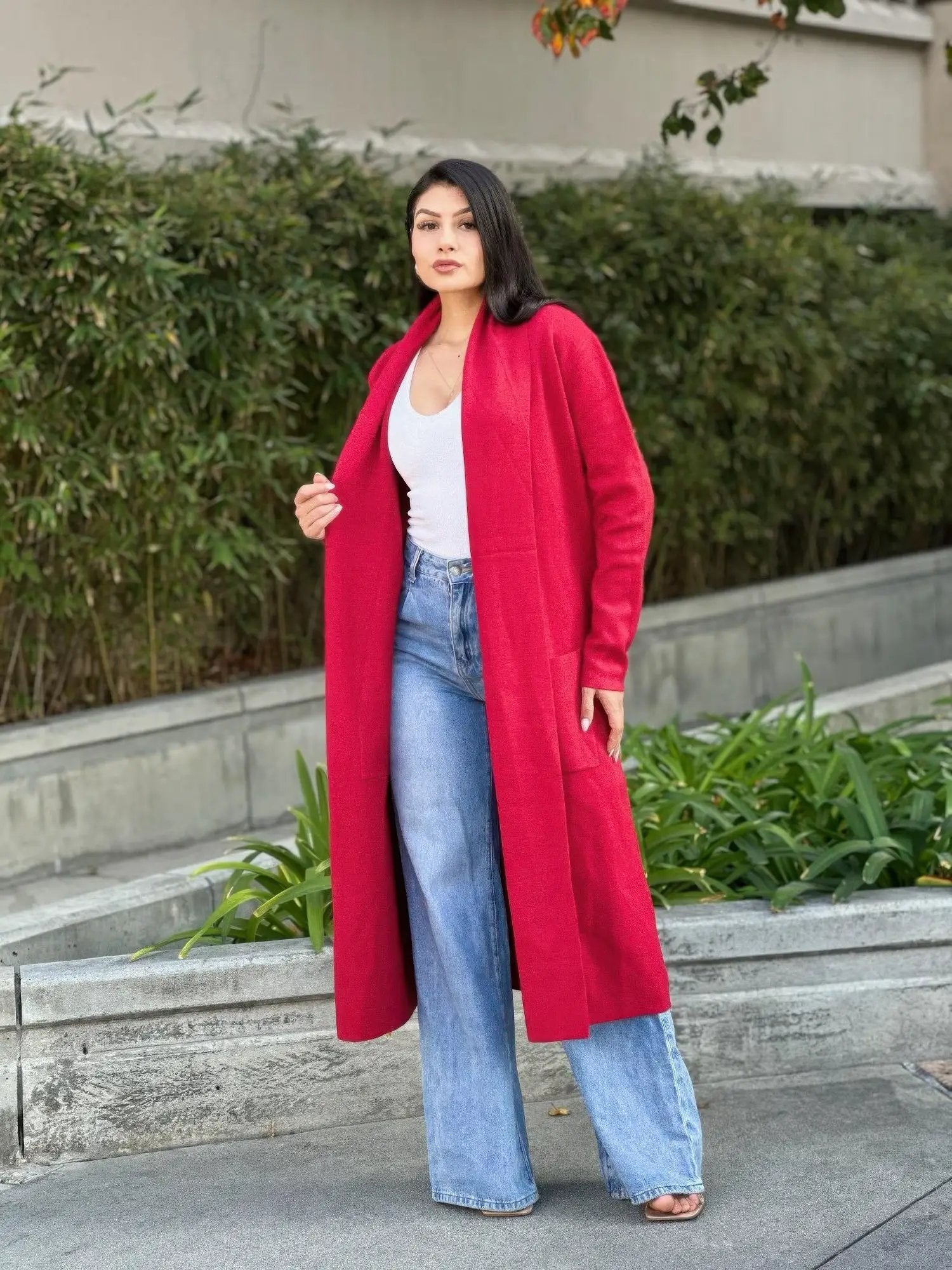 Clover Fine Knit Midi Cardi Cardigan With Pockets - Image 2