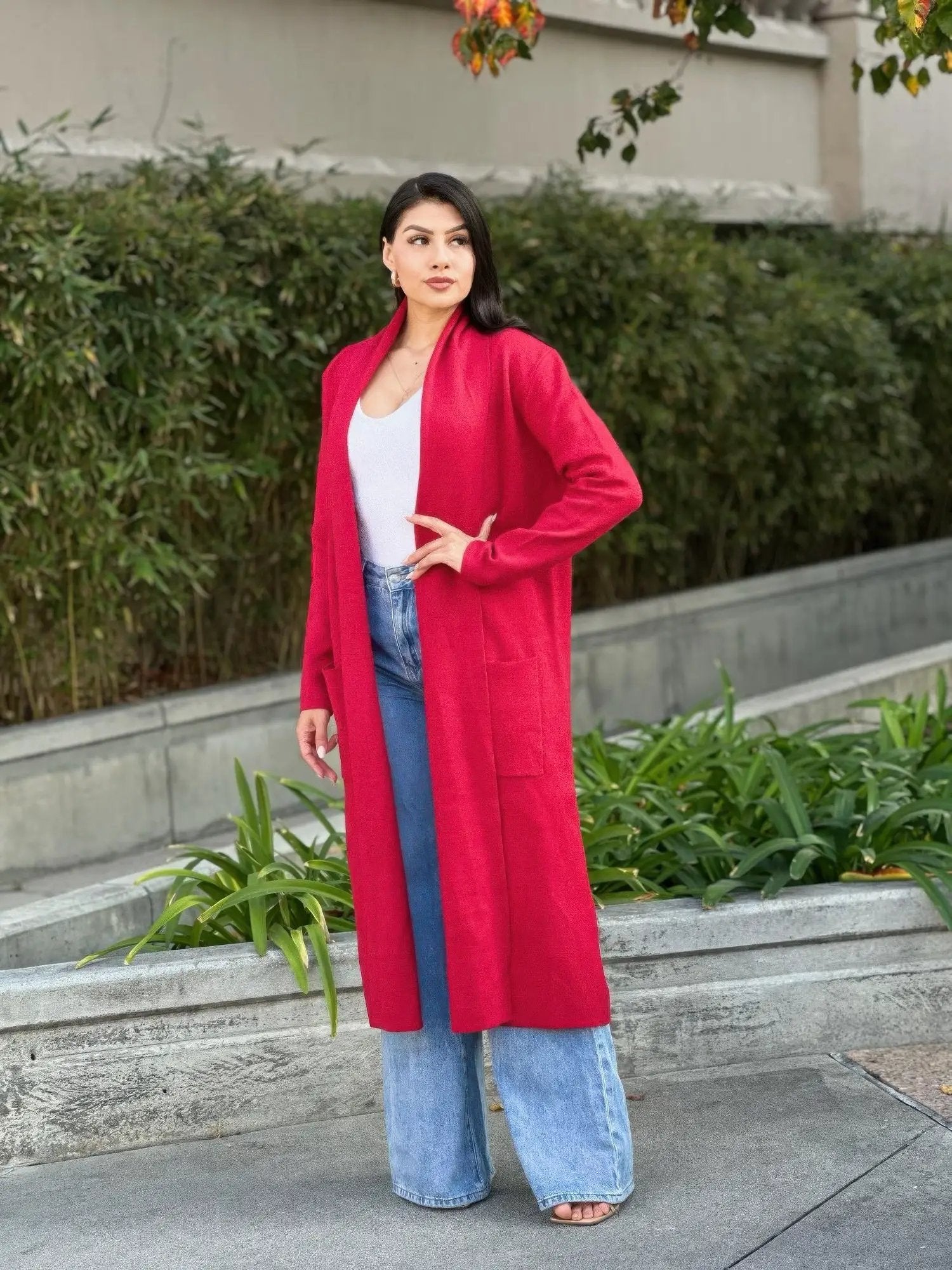 Clover Fine Knit Midi Cardi Cardigan With Pockets - Image 3