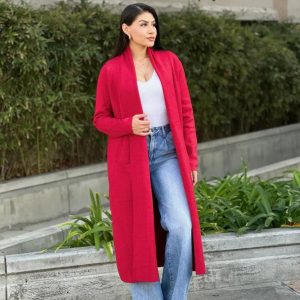 Clover Fine Knit Midi Cardi Cardigan With Pockets - Image 4