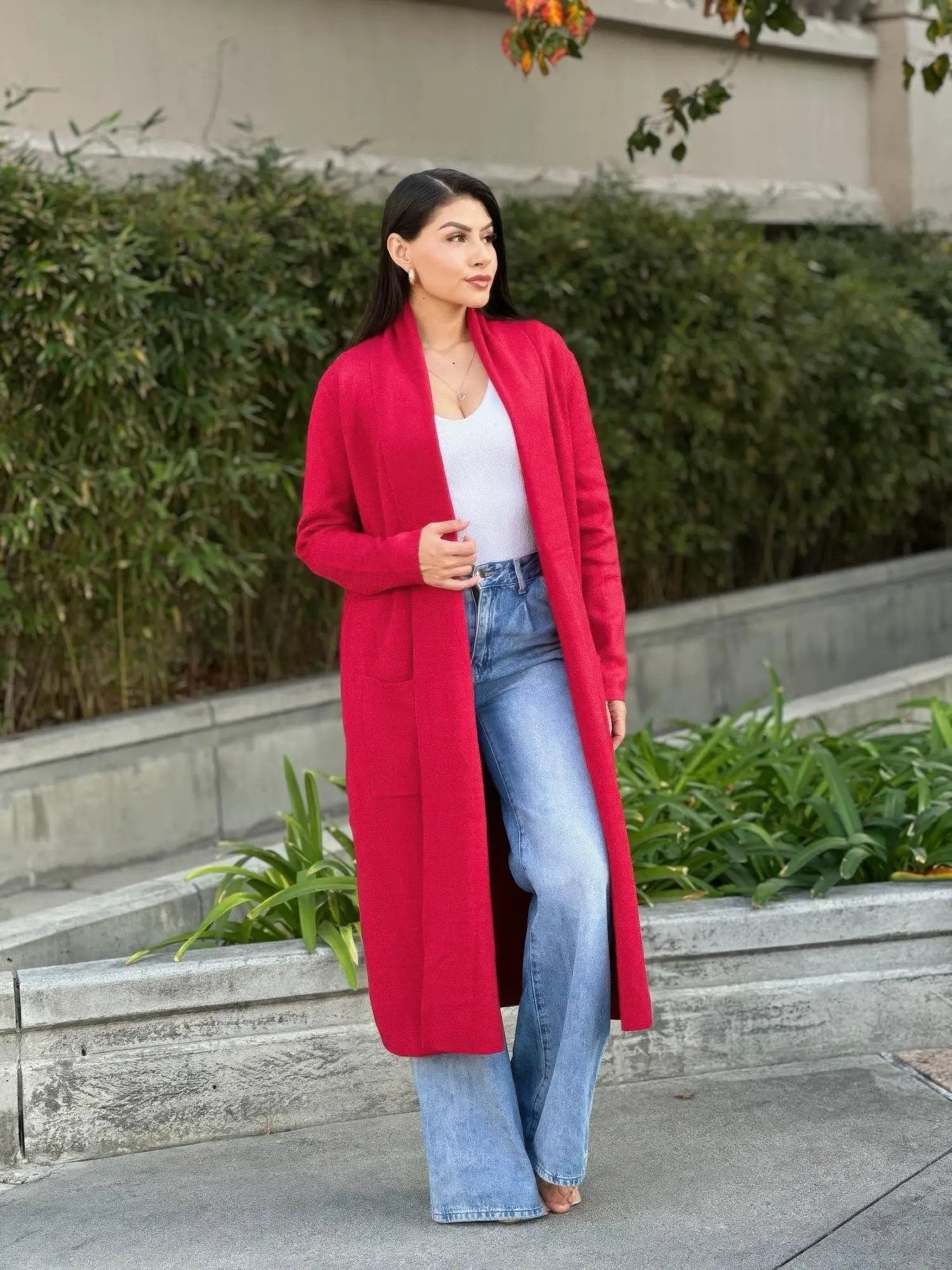 Clover Fine Knit Midi Cardi Cardigan With Pockets - Image 4