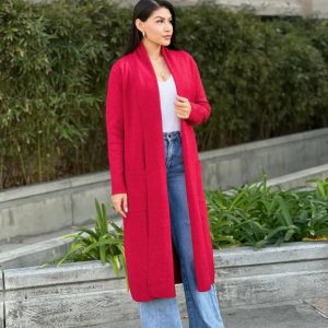 Clover Fine Knit Midi Cardi Cardigan With Pockets - Image 5