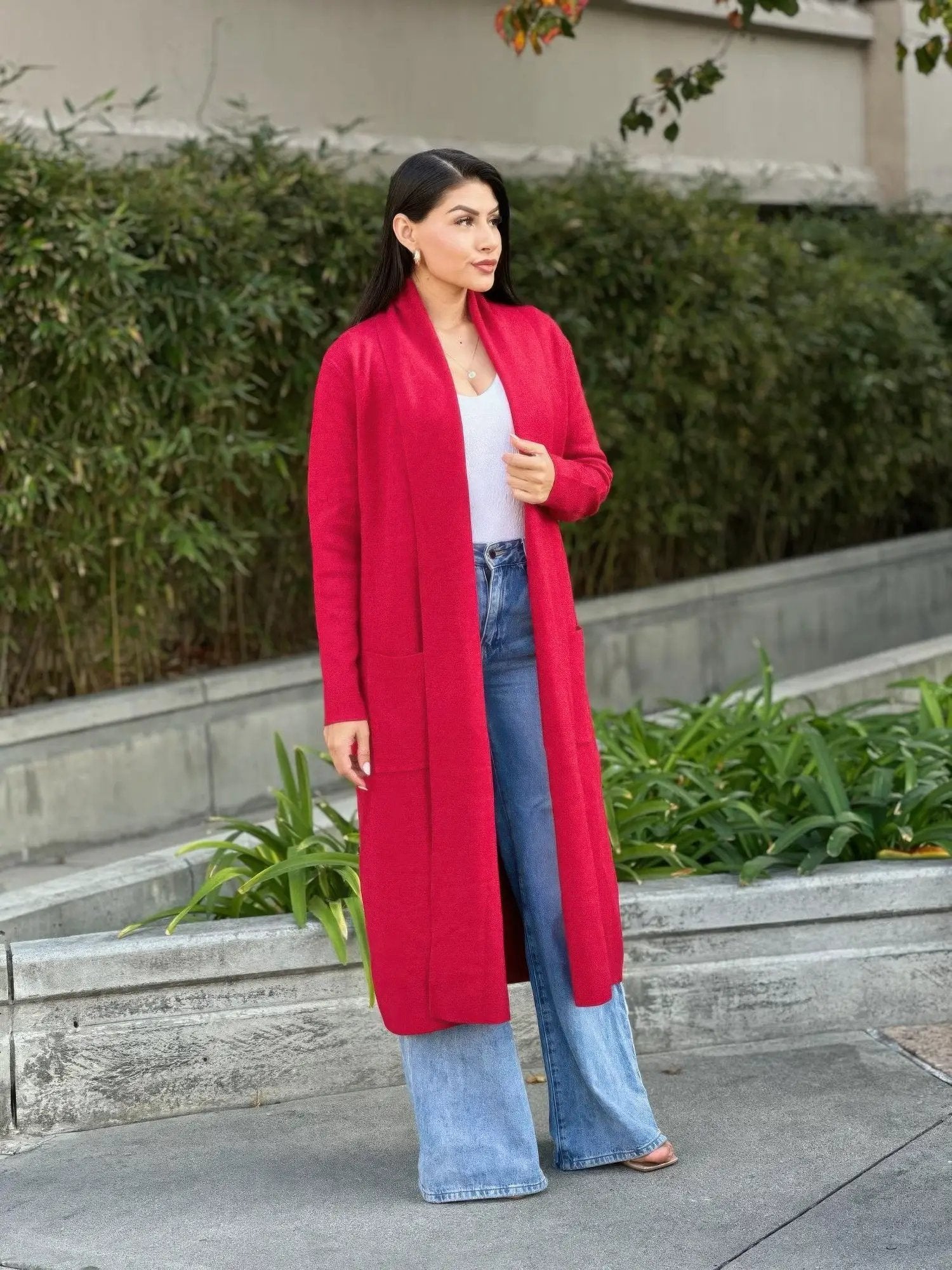 Clover Fine Knit Midi Cardi Cardigan With Pockets - Image 5