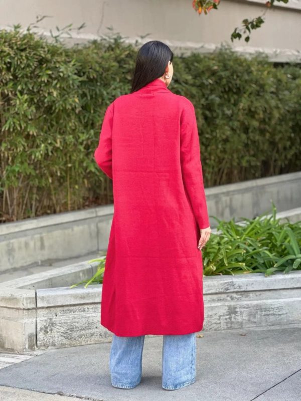 Clover Fine Knit Midi Cardi Cardigan With Pockets