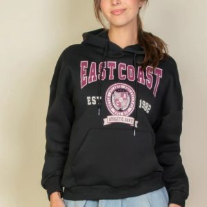 Graphic Kangaroo Pocket Drawstring Hoodie - Image 1