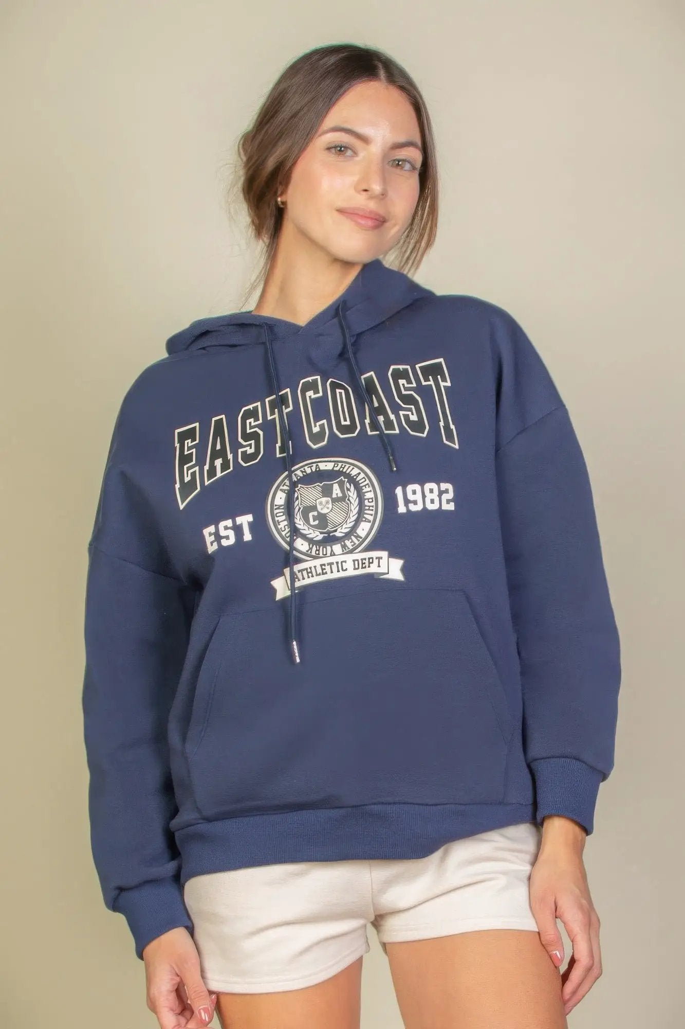 Graphic Kangaroo Pocket Drawstring Hoodie - Image 9