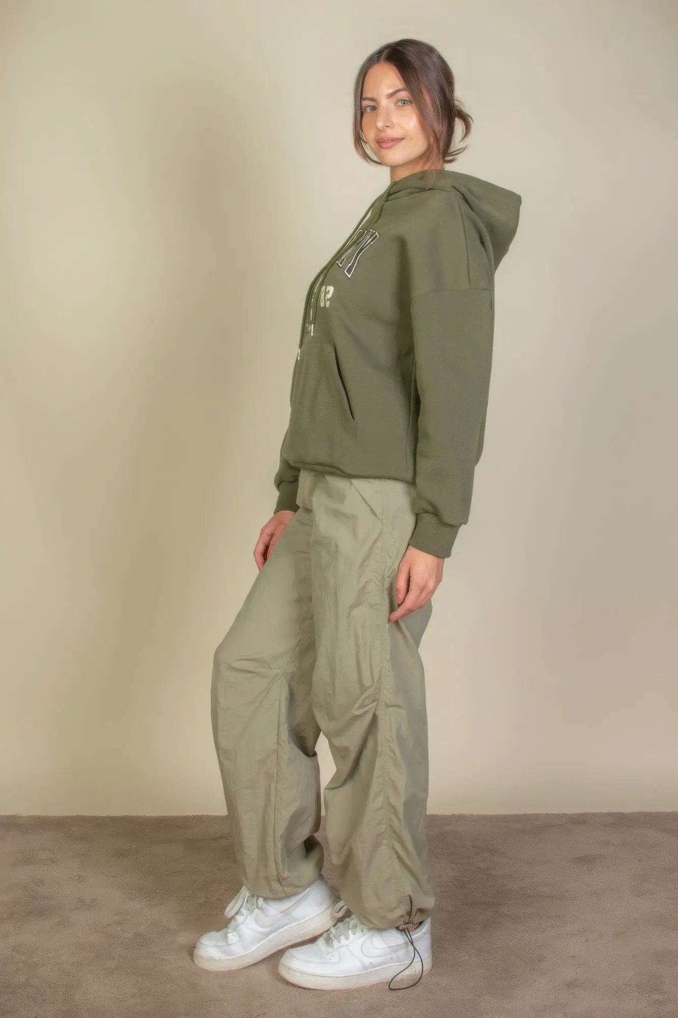 Graphic Kangaroo Pocket Drawstring Hoodie - Image 3